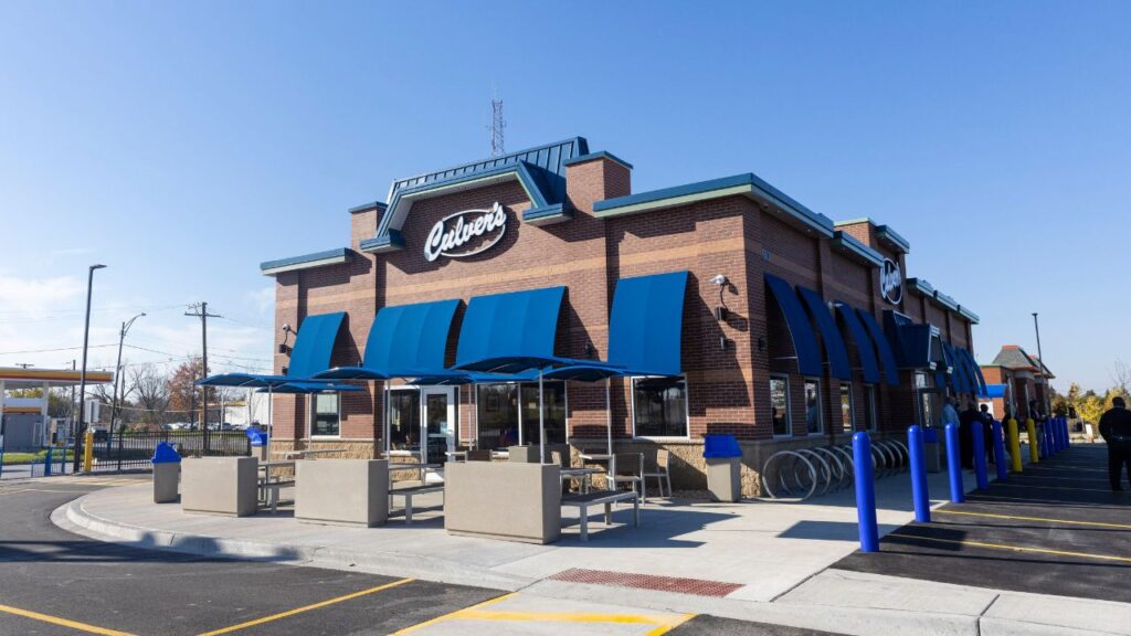 A delicious Culver's burger served with fries and a milkshake