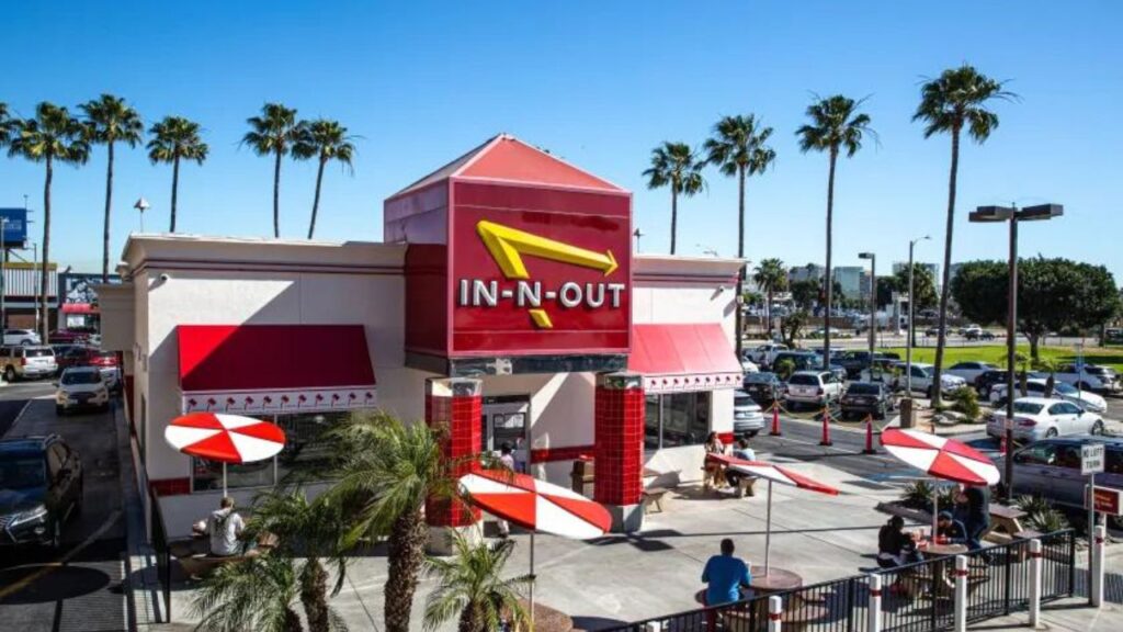 A delicious spread of burgers and fries at an In-N-Out Burger store in the US.